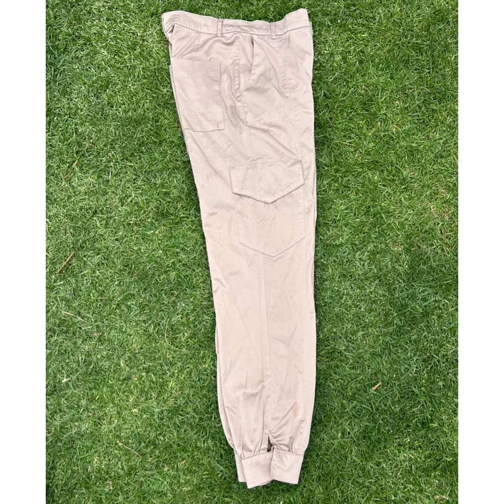 Zara Womens High Waisted Cargo Jogger Pants‎ Tan Khaki Size XS 7385/169/307